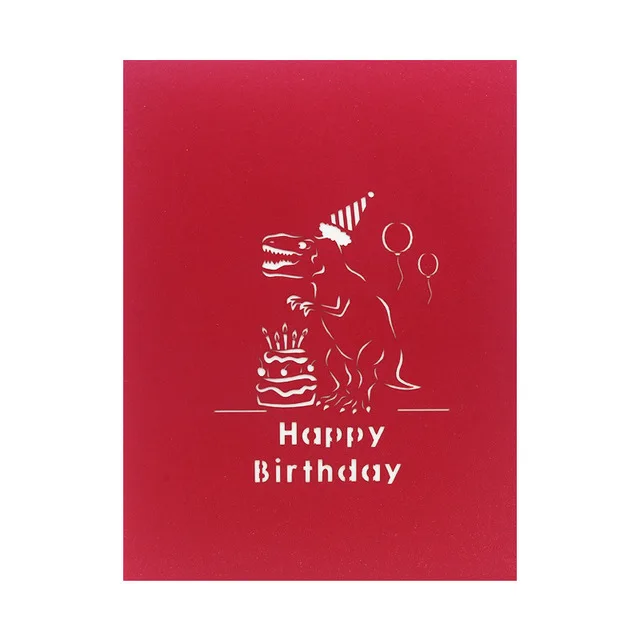 Free Shipping 10pcs Christmas Cap Dinosaur Handmade Kirigami Origami 3D Pop UP Greeting Invitation card For Wedding Birthday Par