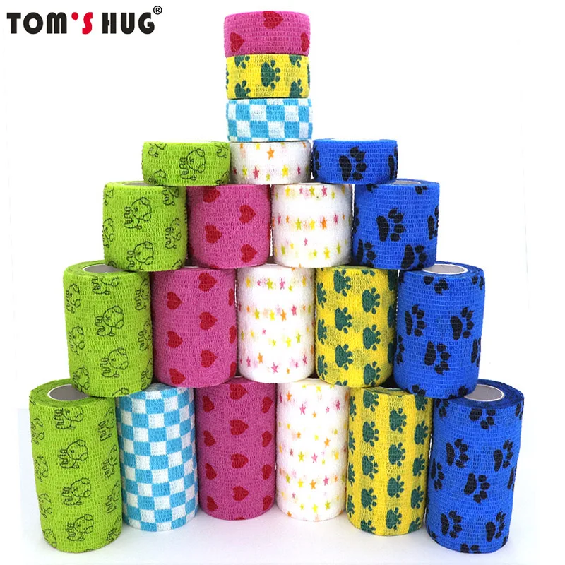 Printed Sports Athletic Wrap Tape Therapy Elastic Bandage Camping Protector for Tattooing Finger Joint Knee Palm Wrist Pet