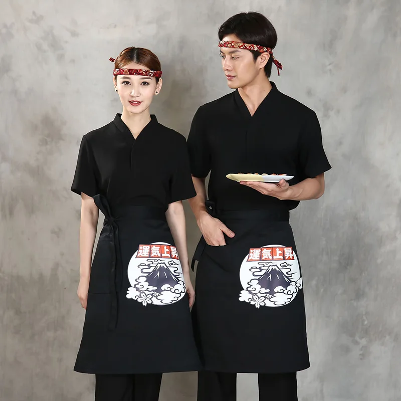 Japanese Cotton Chef\'s Apron for Men and Women, Chef\'s Uniform, Cooking Apron, Kitchen Work Wear, Cook Clothing, Clean