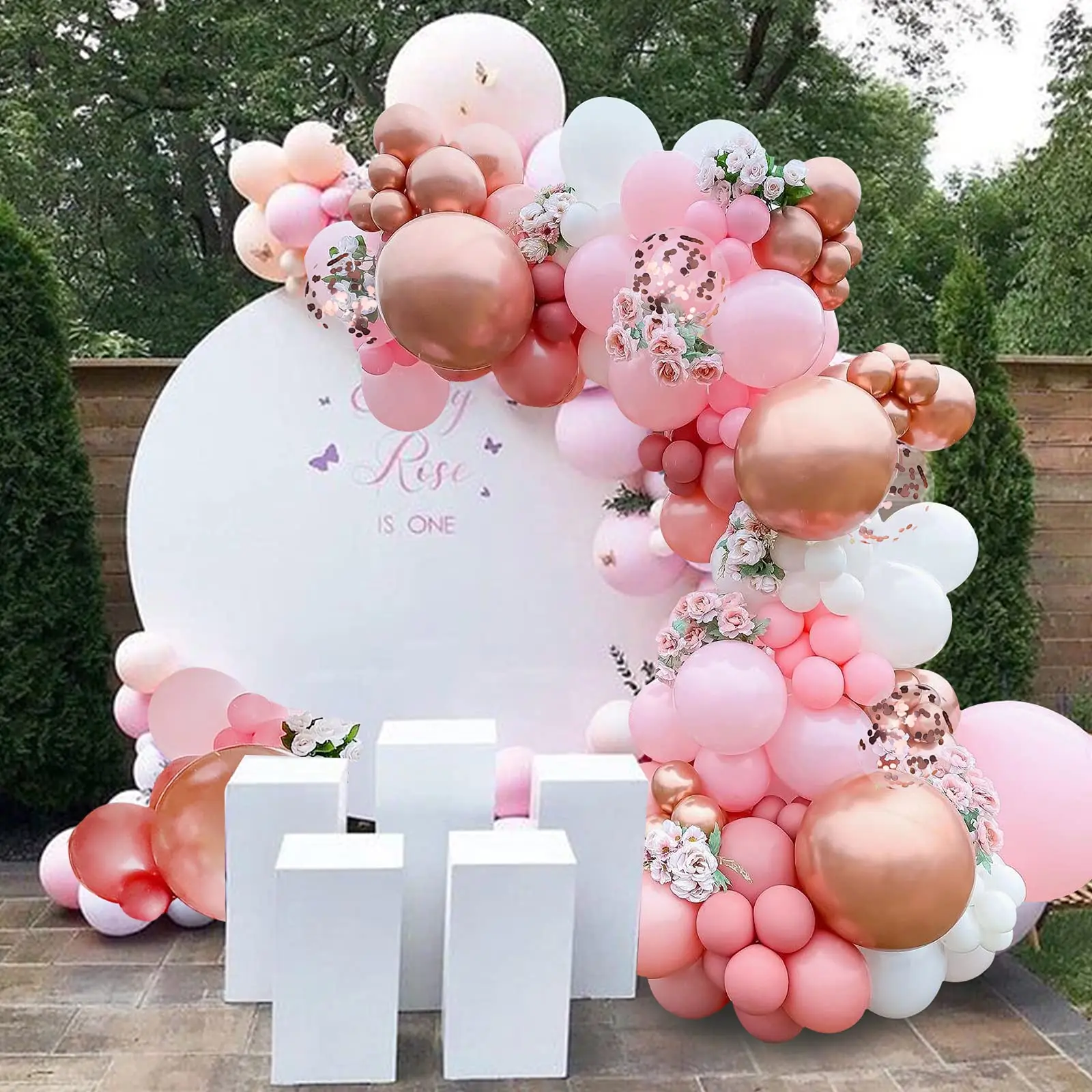 

143 Pcs Macaron Pink Balloon Garland Arch Kit Rose Gold Balloons Wedding Birthday Party Decor Baby Shower Arch Kit Party Decor-