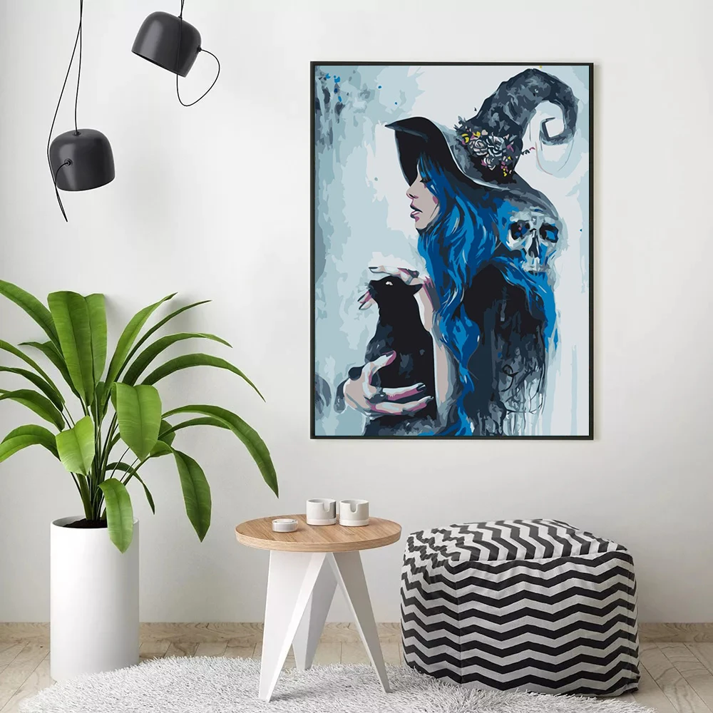 GATYZTORY Painitng By Numbers Adults Anime Witch Aylic Paint Photo Frames For Picture Decoration Home Canvas Wall Art Diy Kit