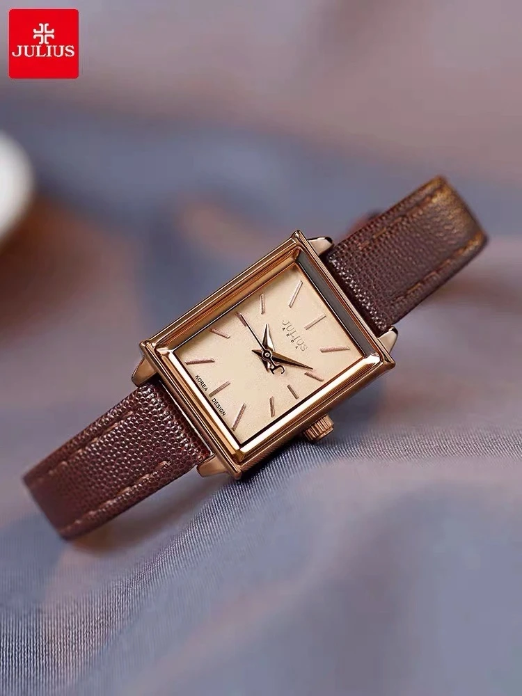 Top Julius – montre-Bracelet en cuir véritable pour femme, élégante, Simple, à la mode, boîte cadeau d\'anniversaire pour écolière