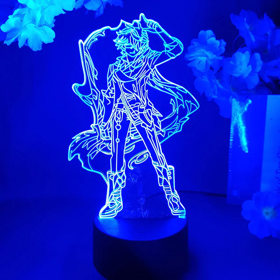 Genshin Impact Zhong Li 3D Game Light RGB Flashing Nightlights Novelty Birthday Gift Gaming Room Zhongli Colorful Decoration