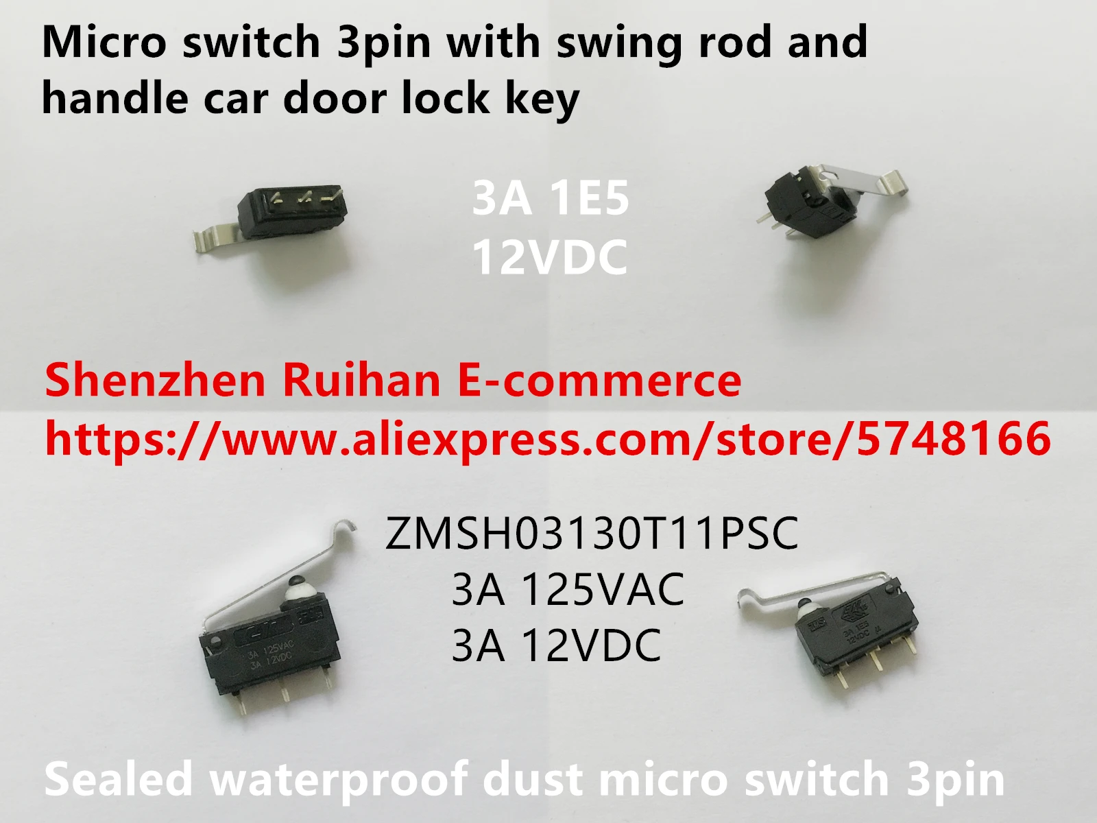 Original New 100% ZMSH03130T11PSC Sealed Waterproof Dust Micro Switch 3Pin With Swing Rod And Handle Car Door Lock Key