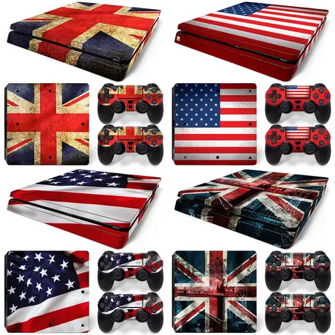 USA Flag UK Flag for PS4 Slim Controller Skins- Decals for PS4 Slim Games - Stickers Cover for PS4 Slim Console