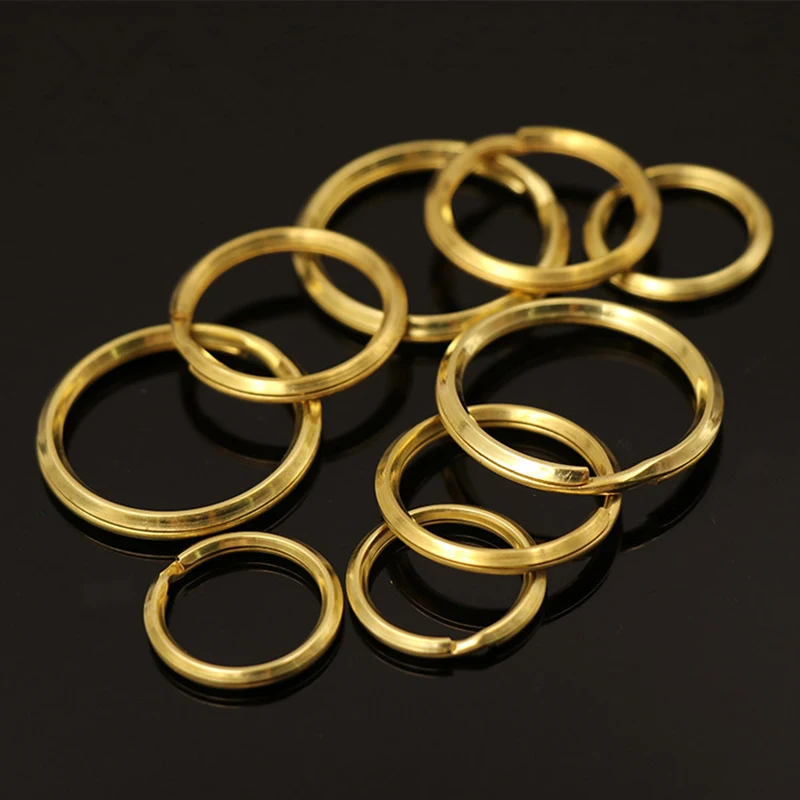 Solid Brass Split Rings Double Loop Keyring 20/25/30mm Keychain Keys Holder bag hook Connector DIY Leather Craft hardware