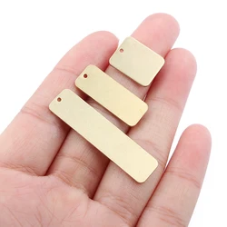 20Pcs Raw Brass Flat Rectangle Stamping Blank Hanging Tags Charms Pendant 1mm Hole For Earring Necklace DIY Jewelry Making