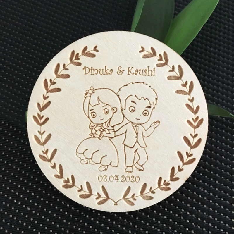 

Romantic Wooden Bride, Groom Party Favors Personalized Save the Date Guest Gifts Magnet Wedding Party Supplies