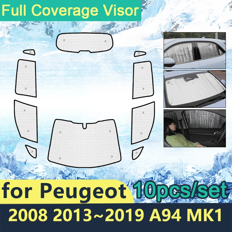 Full Cover Sunshades For Peugeot 2008 2013~2019 A94 Mk1 Car Sun Protection Windshields Side Window Visor Accessories 2015 2016