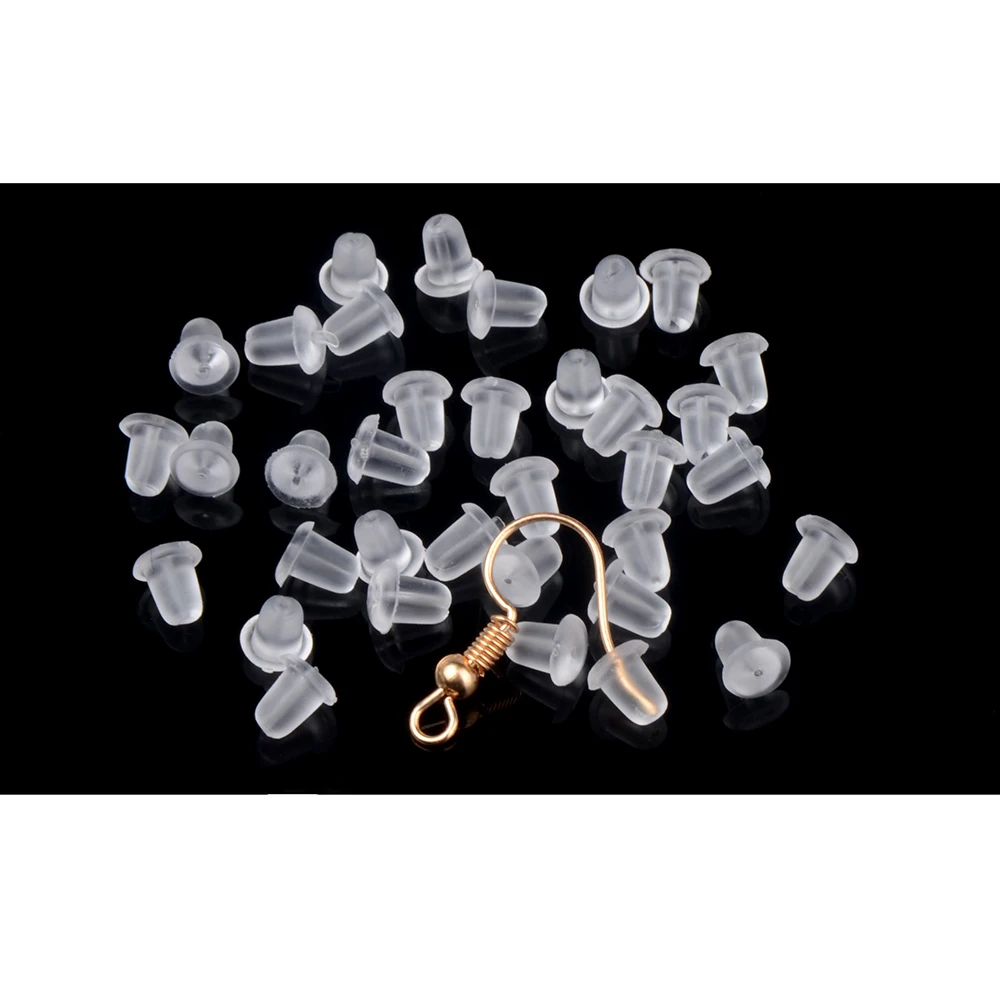 500/1000pcs Soft Silicone Clear White Rubber Earring Back Stoppers DIY Jewelry Making for Stud Earrings Ear Plugs Accessories