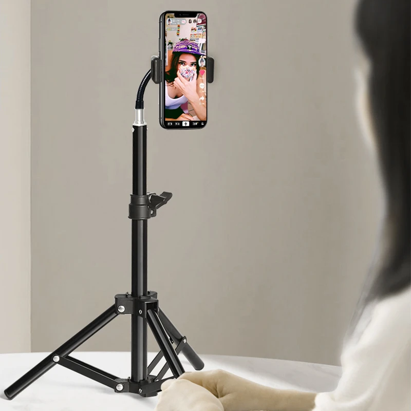 0.5 متر المحمولة الألومنيوم الهاتف DSL كاميرا لايف ترايبود حامل جبل الرقمية دعم LED حلقة الضوء آيفون