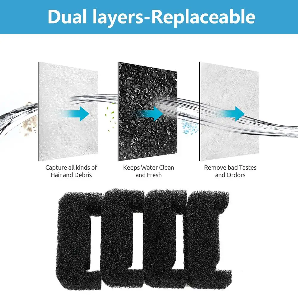 4PCS Cat Water Fountain Filter Carbon Replacement Filters for Pet Water Dispenser