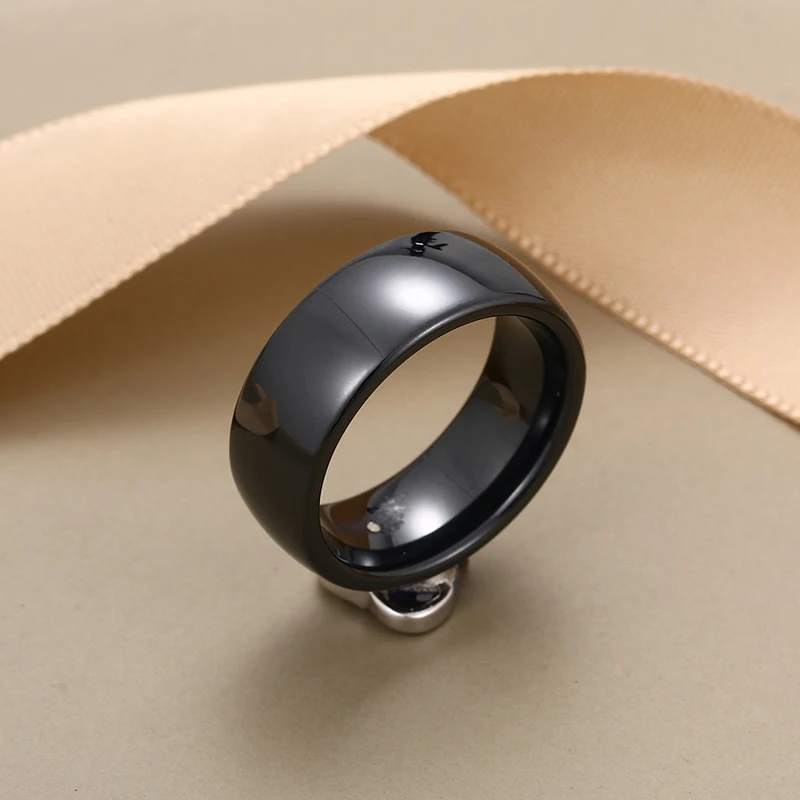 925 Sterling Silver Heart Ceramic Ring Black White Ceramic Rings For Women With Purple Crystal Wedding Engagement Jewelry Gifts