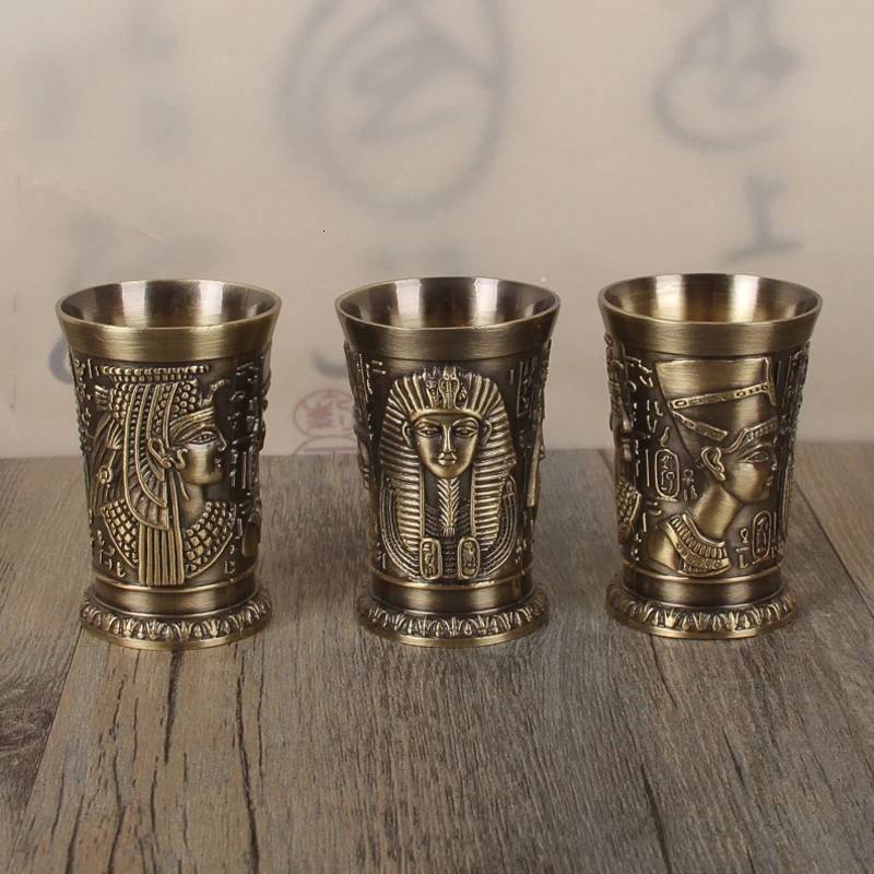 The Revenant Same Style Wine Glass Ancient Egypt Myth Relief Art Copper Shot Glass B52 Cocktail Russia Sikkim Spirits Bullet Cup