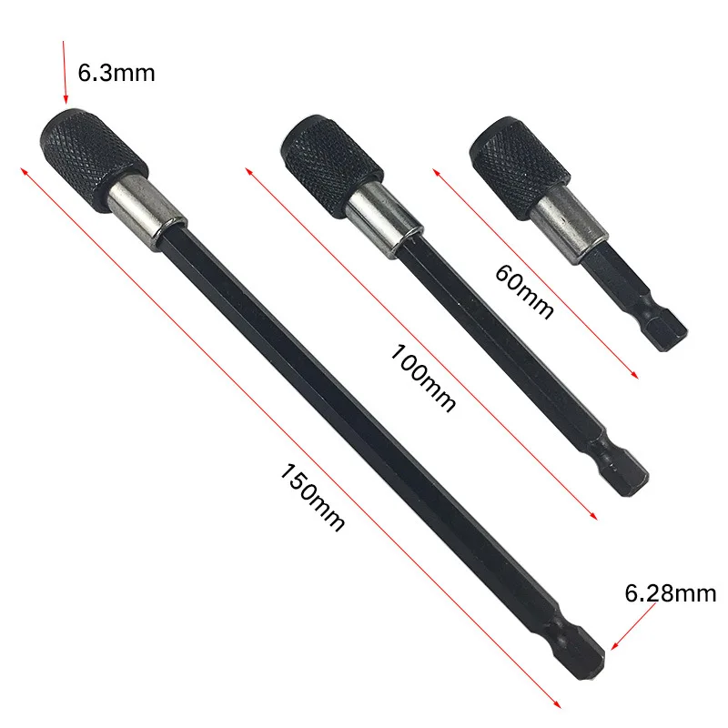 3PC/1PC 60/100/150Mm 1/4นิ้ว Hex Shank ข้อต่อไขควงส่วนขยายตัวยึดบาร์ไขควง