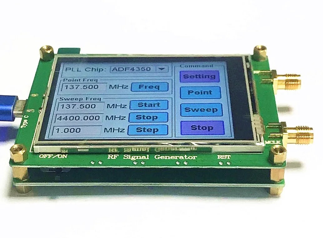 

Full touch screen RF signal source 35-4400M ADF4350 ADF4351 point frequency sweep PC controllable