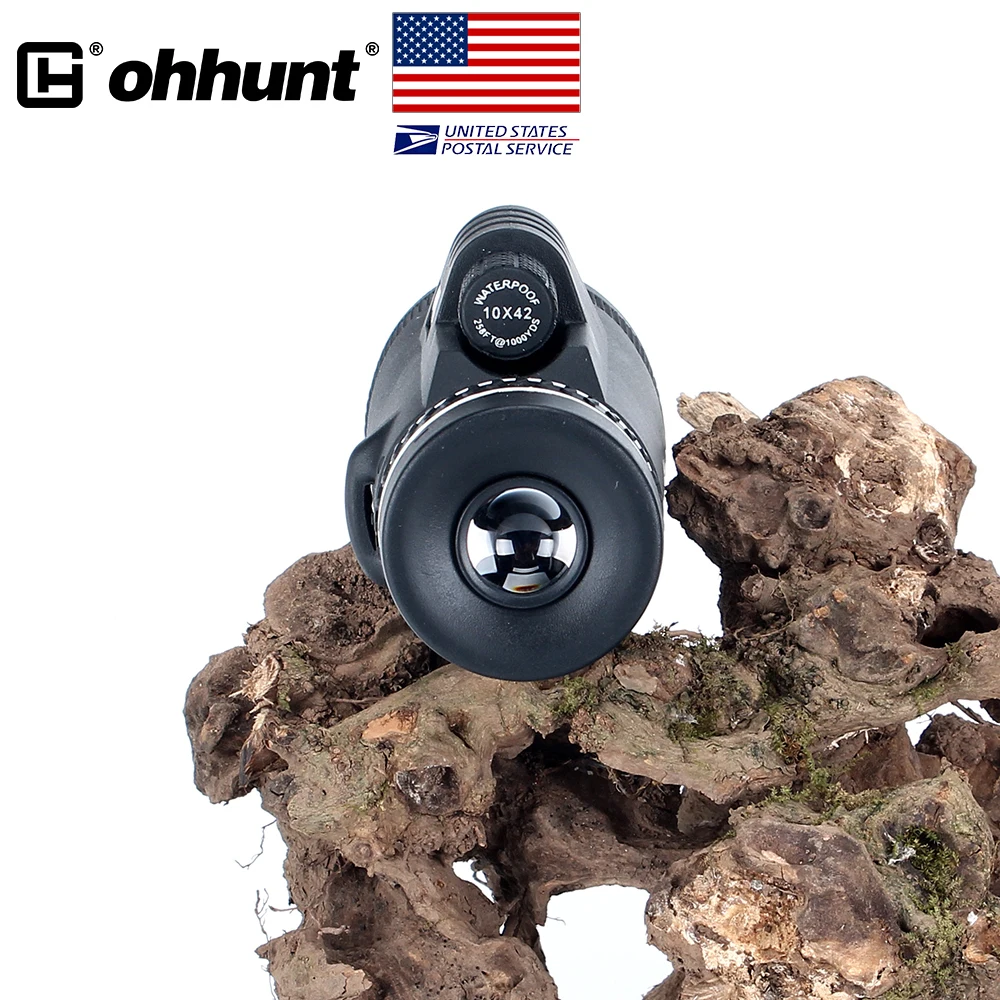 SHIP FROM USA Ohhunt 10X42 Monocular Telescope Wide-angle Powerful Bright Hunting Optics Hand Focus Monoculars For Travel Hiking