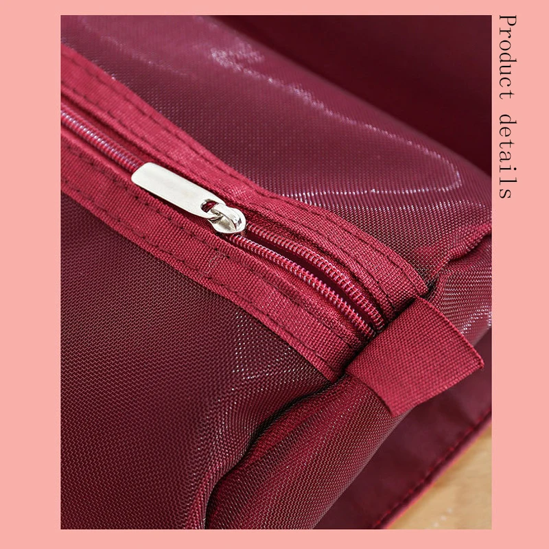 Sac à cosmétiques pliable pour femme, trousse de maquillage, maille en nylon, séparation des poudres de toilette, rangement en UL, voyage