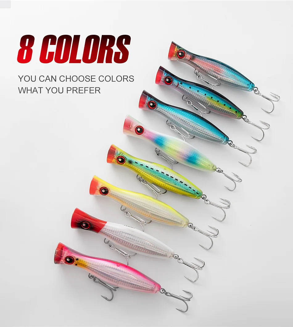 Noeby Popper Angelköder 120 mm 43 g 160 mm 78 g 200 mm 154 g Topwater Wobbler Salzwasser künstlicher harter Köder für GT Angelgerät – Detail 10