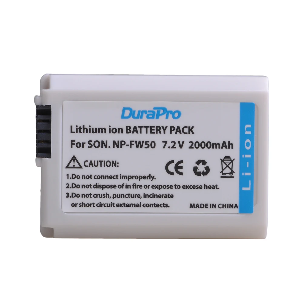 White NP-FW50 Camera Battery for Sony NP FW50, A6000 A7 A7R II NEX-3N A6500 A6300 A6400 A5100 NEX-7 NEX-5 NEX-6 ZV-E10L