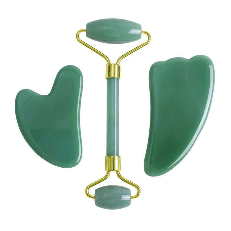 Natural Dongling Jade Scraping Roller Set Physiotherapy Gua Sha Massage Roller Jade Facial Body Neck Massager Skin Care Tool