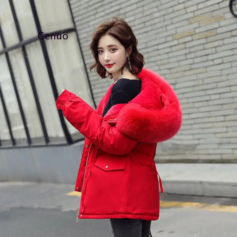 Women Solid Oversize Parkas Winter Thick Jacket for Women 2020 Hooded Winter Zipper Pockets Female Warm Elegant Coat and Jacket