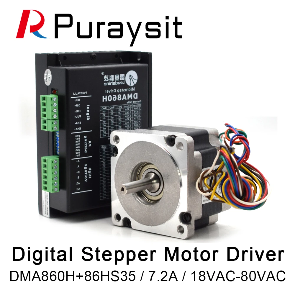 Puraysit Leadshine 2 Phase Stepper Driver DMA860H 1PCS+Leadshine 2Phase Stepper Motor 86HS35 1PCS Torque 3.5N.M