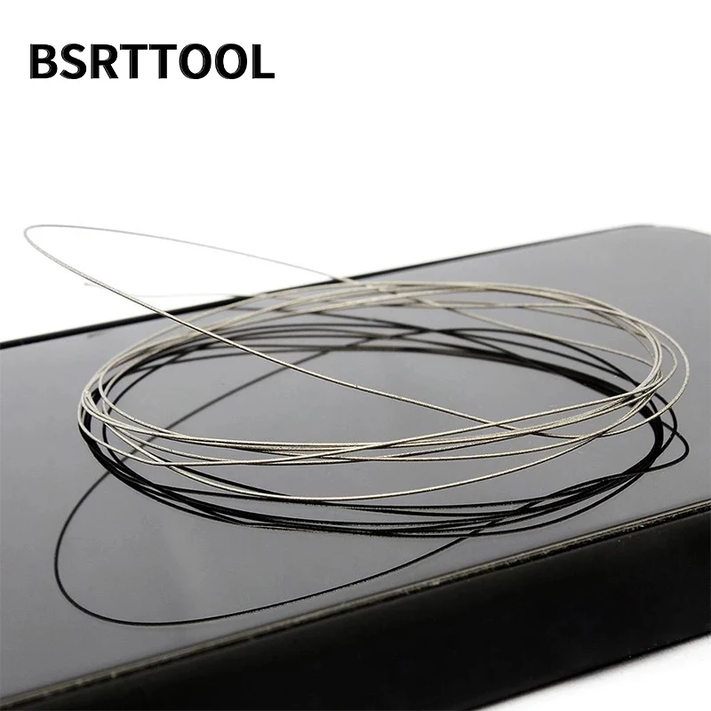 BSRTTOOL 0.3/0.6Mm Alat Pemotong Pisau Gergaji Kawat Berlian Pelat Listrik Ampelas Peralatan Potong Tangan Diy untuk Kayu Marmer Batu Kaca