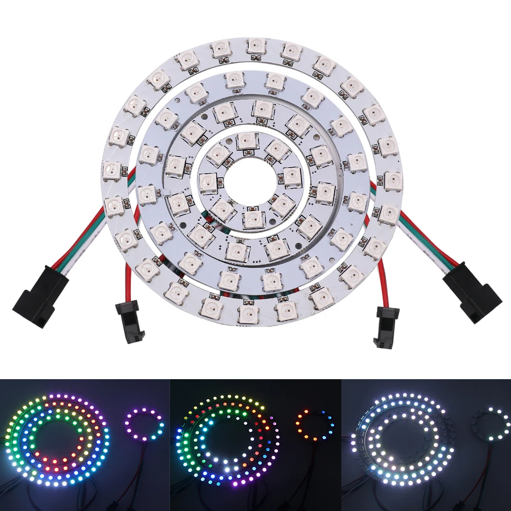 5V Led Ring Harde Strips WS2812B Rgb Licht 30Cm 50Mm 60Mm 70Mm 90Mm 110mm 150Mm 170Mm Angel Eyes Led Koplamp Lamp Lampen Voor Auto