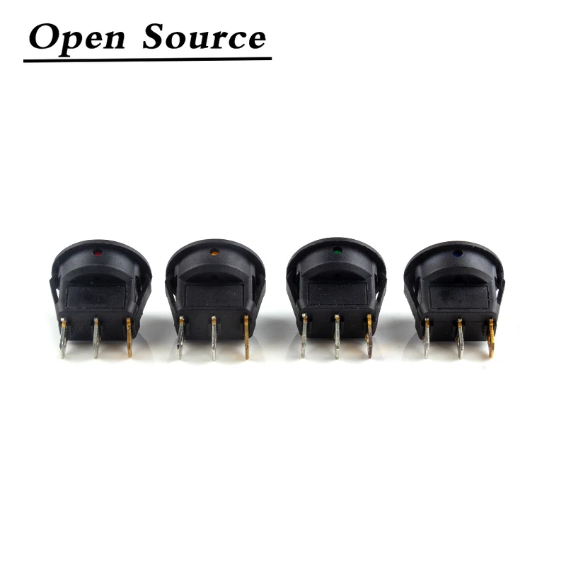 4Pcs 12v Led Switch 16A 12V Light Switch Power Switch Car Button Lights ON/OFF 3pin Round Rocker Switch