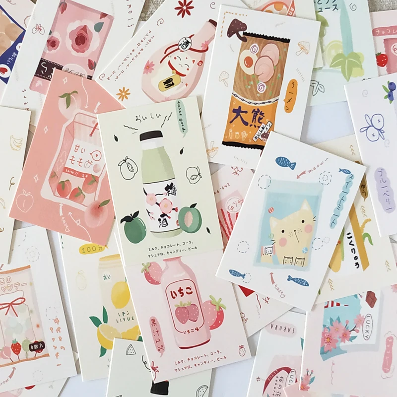 28 Sheets/Set Cute Cat and Snack Lomo Card Mini Paper Postcard/Greeting Card/Birthday Gift Card Message Card