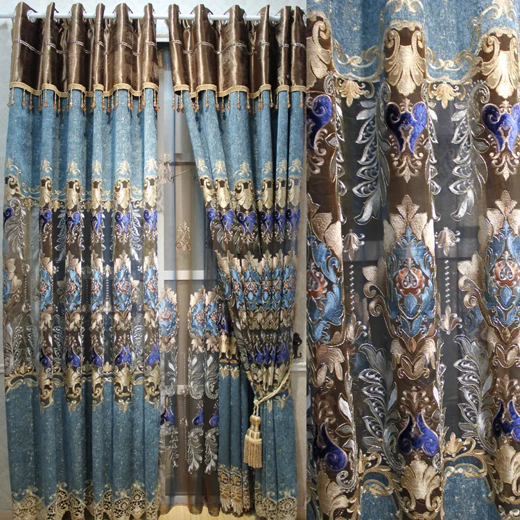 

Занавески FYFUYOUFY в европейском стиле, с вышивкой, из искусственного шелка