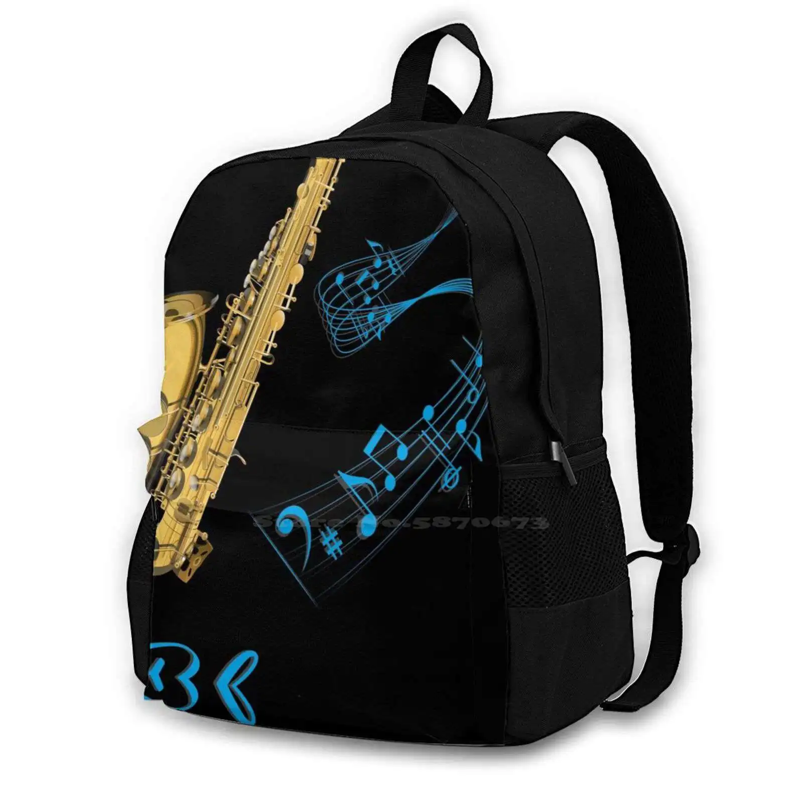 

- Saxophone-Blue School Bags For Teenage Girls Laptop Travel Bags Banesse Saxophone Sarcastic Dark Humor Original Interesting