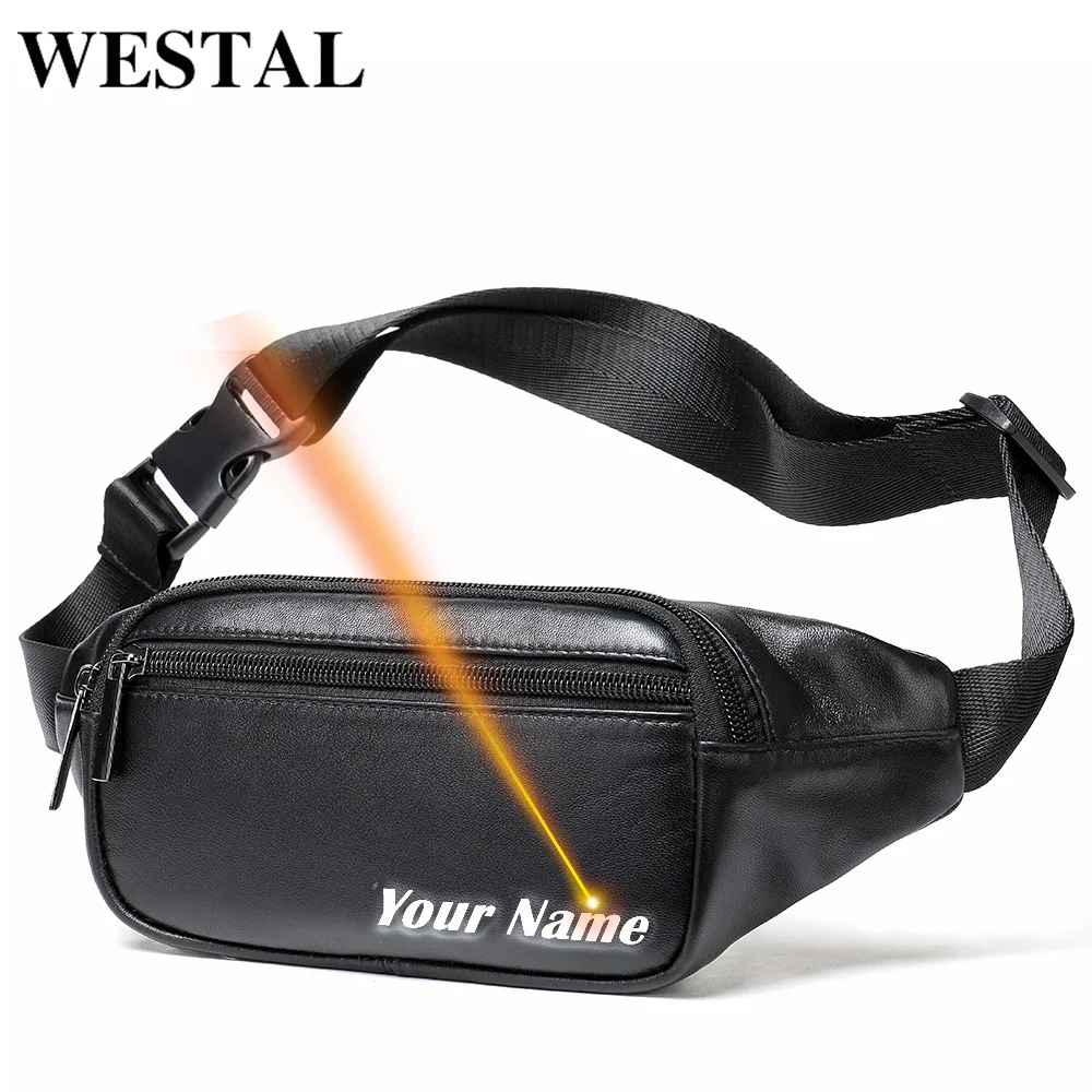 WESTAL Belt Bag Men Waist Bag for Men Genuine Leather Shoulder Straps for Bags Small Phone Waist Belt Bag Travel Pouch Bags 7310