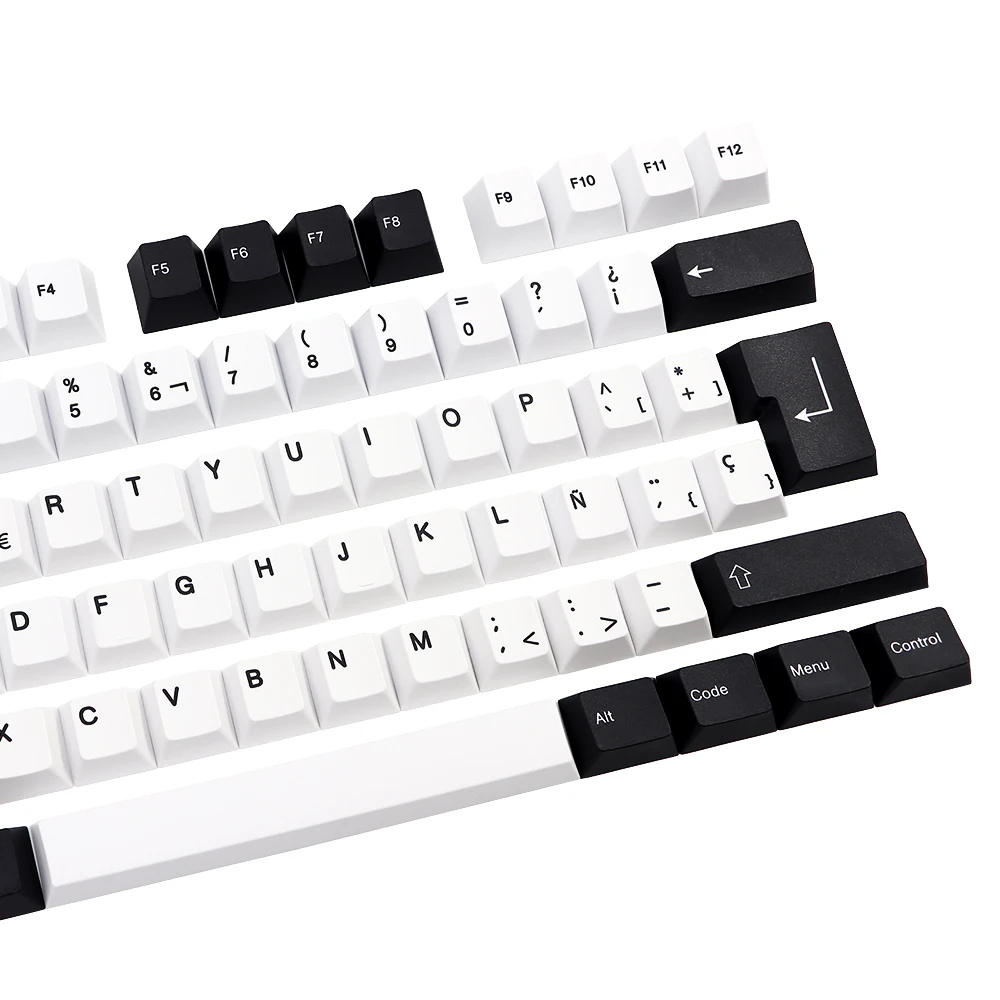 GMK-KEY Black White pbt Keycap Cherry Profile Dye Subb Keycaps For Mx Switch dz60 gk61 64 75 87 96 108 Spain Layout iso Key Cap