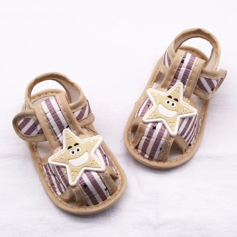 Newborn Cute Cotton Sandals Stripe Star soft sole Anti-slip Cotton Infant Toddler Soft Sole Shoes