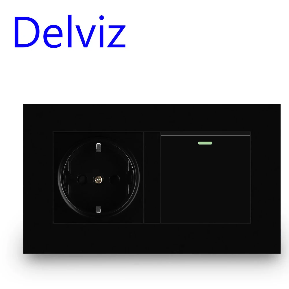 Delviz Wall Power Socket, 16A White, AC 110-250V Outlet, 1 Gang 2Way / 1Way, on-off, push button Panel, EU Standard Light Switch