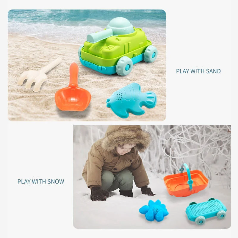 Silicone Beach Toys Baby Beach Play Set Children Sandbox Set Summer Sand Play Sand Dredging Tools Sand Water Game Beach Cart