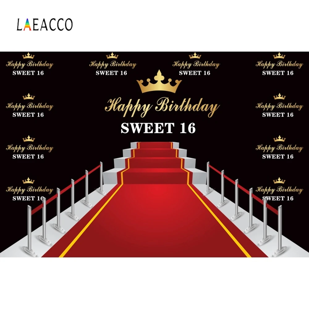 Laeacco-خلفية للتصوير الفوتوغرافي على المسرح ، خلفية حمراء للسجاد ، لصور حفلات أعياد الميلاد ال16 ، شخصية