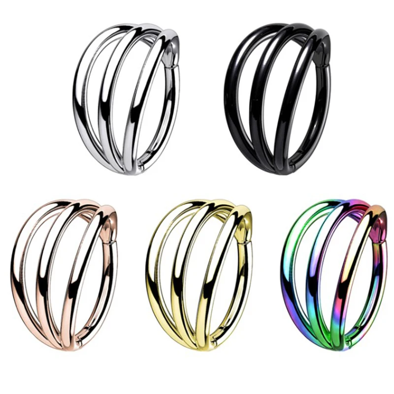 1Pc Stainless Steel 6-12mm Hoop Eyebrow Lip Ear Rings Body Piercing Jewelry 16G Twist Hinged Clicker Nose Septum Ring