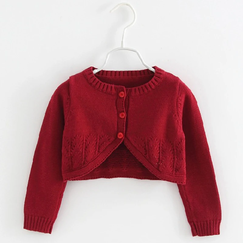 2-12Y Kids Cardigan Autumn Spring Grils Cotton SweaterChildren\'s Clothes Cardigan Solid Print Lovely Long Sleeve Knitwear Shawl