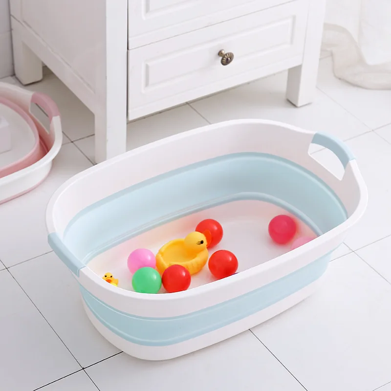 Baby Shower Folding Bathtub Foldable Bath Tub Newborn Baby Accessories Large-Capacity 0-6 Years Children Bathroom Laundry Basket