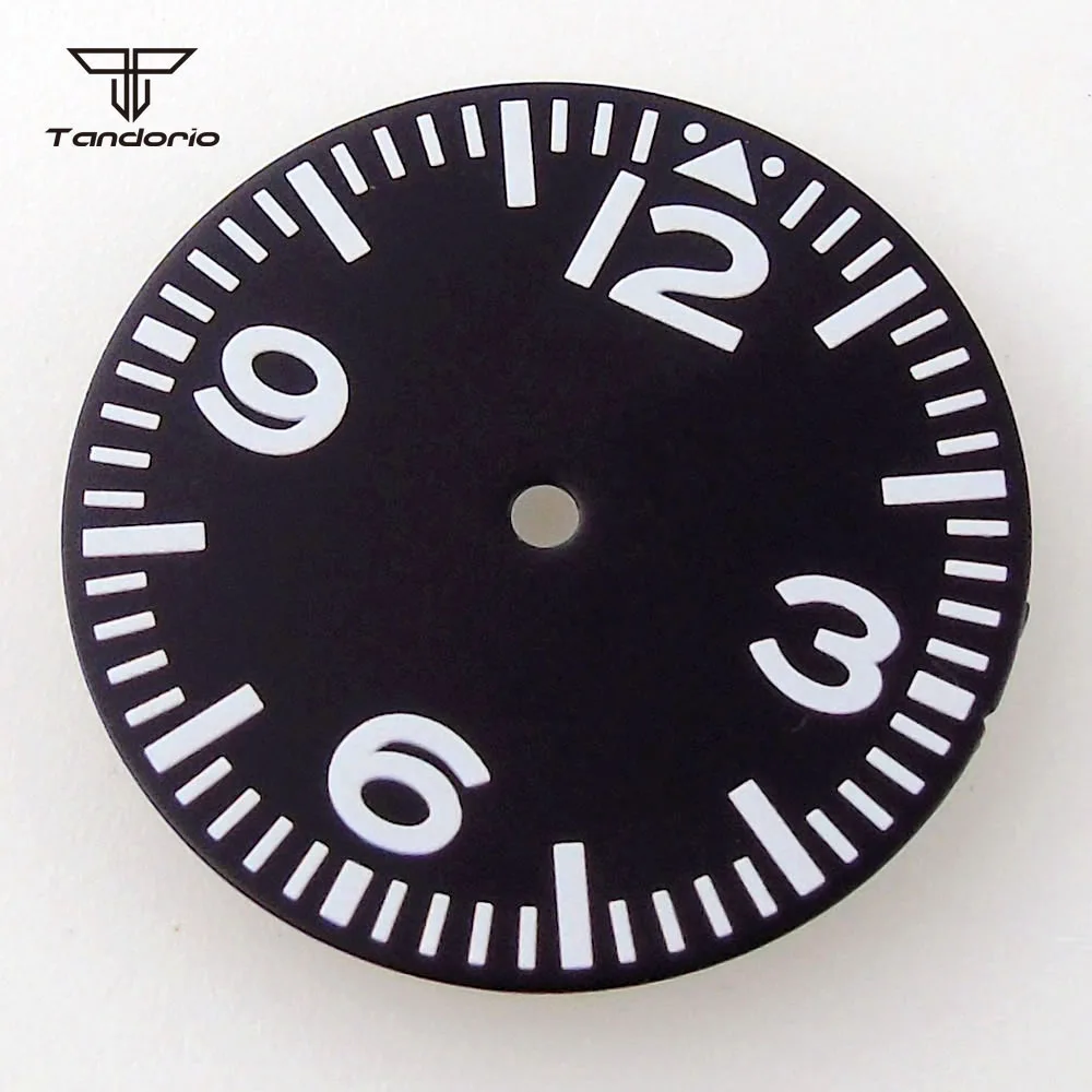 29mm Black Watch Dial Hands Set White Marks Green Luminous Fit NH35 NH36 ETA2824 2836 Miyota82 Series DG2813 Automatic Movement