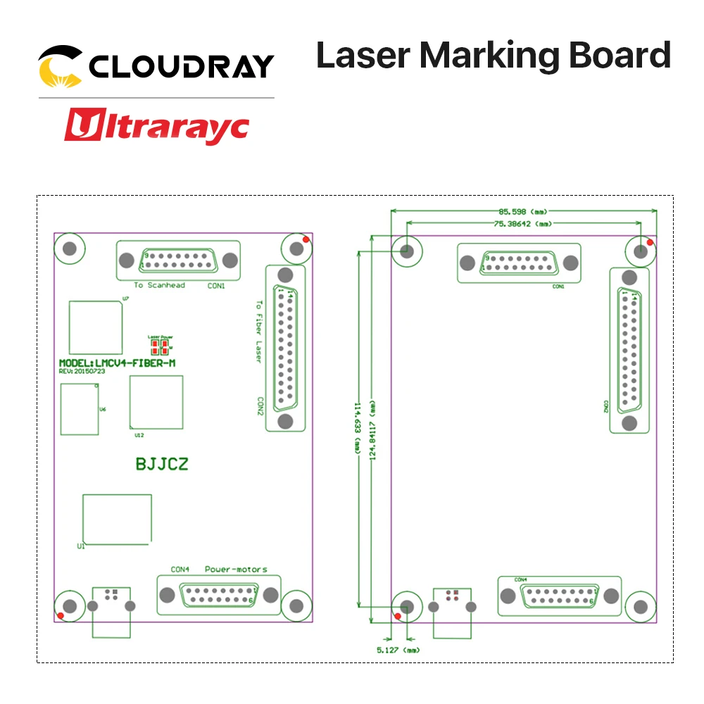 Ultraraycレーザーマーキングボードjcz LMCV4レーザ制御カードezcadソフトウェア1064nmファイバーレーザーマーキングマシンraycus ipg最大