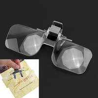 1pc Magnifying Glasses Presbyopia Clip On Flip Up Spectacles 2x Magnification Magnifier For Reading Small Print Stamp Collecting