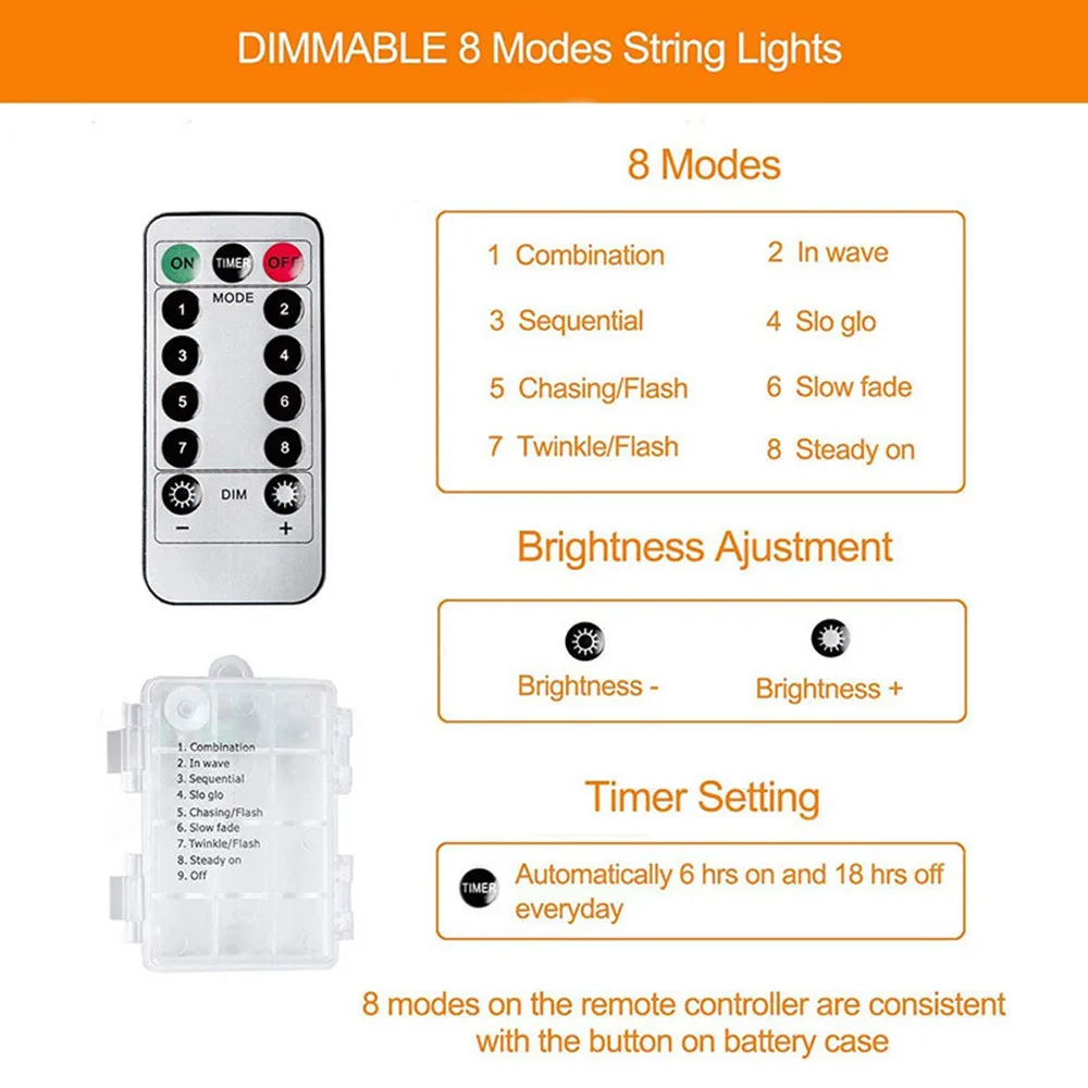 Battery Operated Fairy Lights LED String Garland Lamp Remote Control 10M 20M for Outdoor Christmas Festival Wedding Decoration