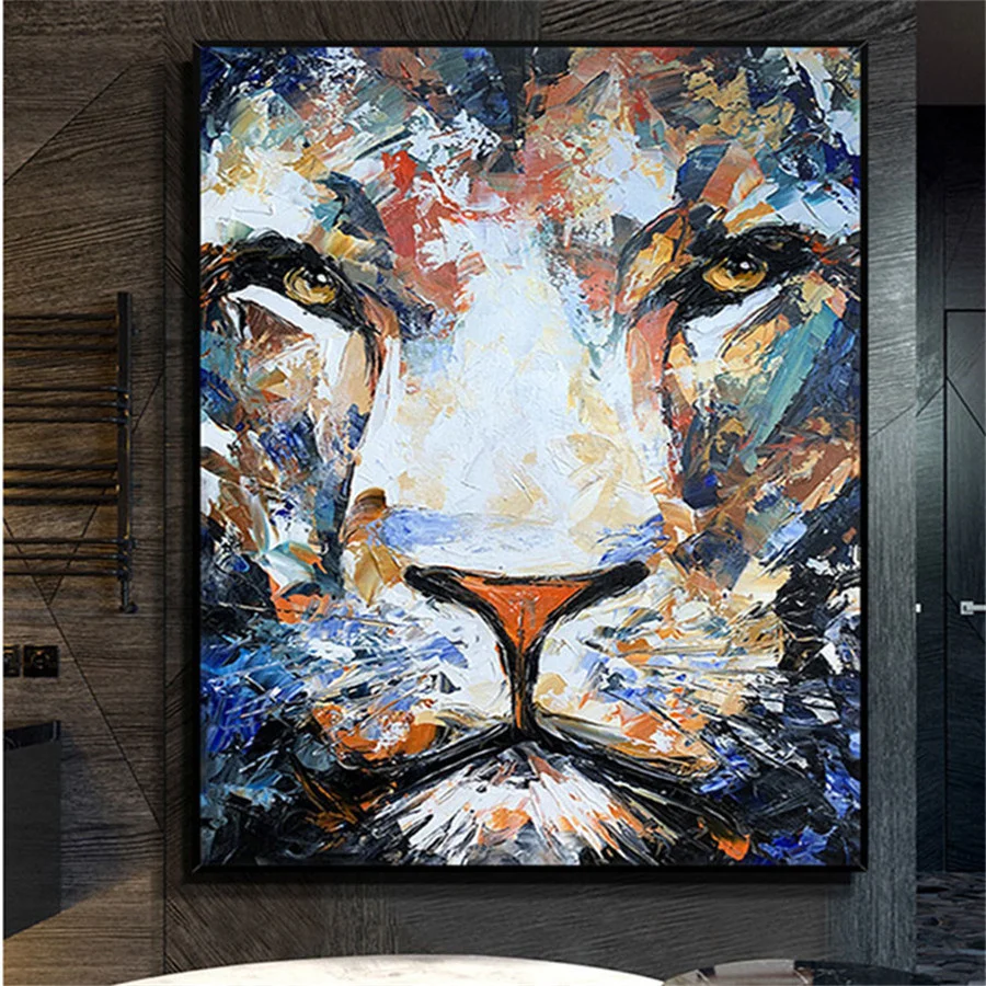 Hand-Painted Abstract Colorful Animal Oil Painting Franz Mark Fox Canvas Photo Tiger Art Poster Mural Modern Decorative Picture