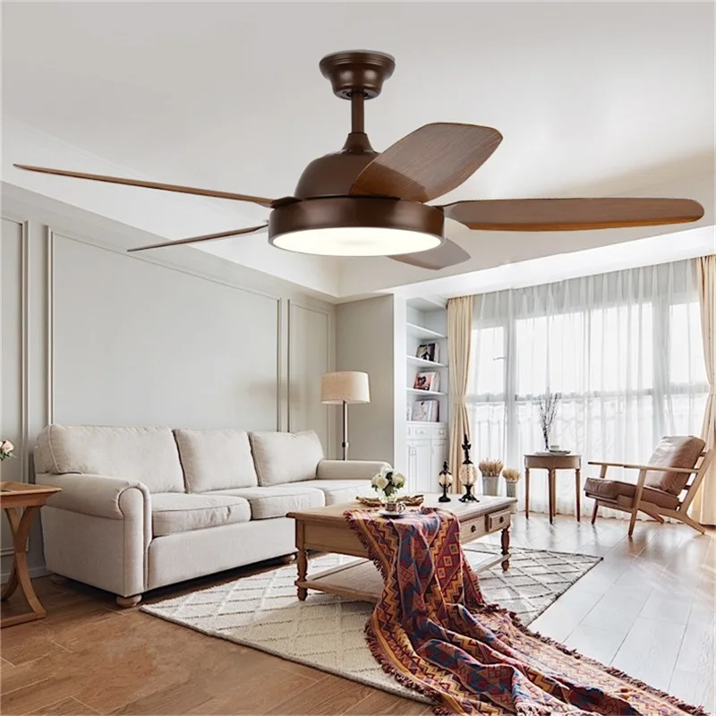 OURFENG Decke Fan Licht Braun Mit Fernbedienung 3 Farben LED Moderne Dekorative Für Home Schlafzimmer Parlor Esszimmer