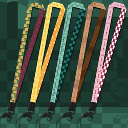 Cute Anime Lanyard Keychain kimetsu no yaiba demon Slayer ID Card Pass Gym Phone Holder Key Ring for Women Men Necks Accessories