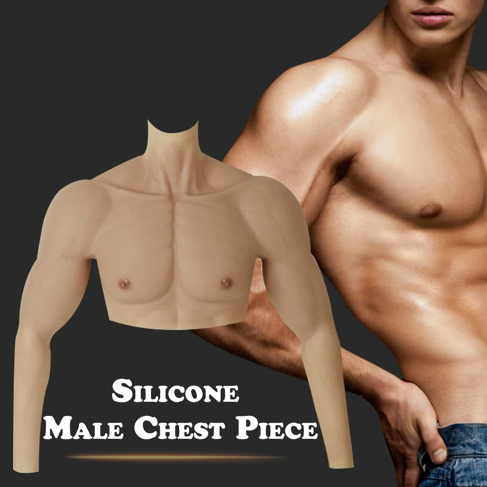 KnowU Cosplay Realistic Fake Muscle Suit with Arms Realistic Chest Muscle for Man Actor Silicone Upper Piece Pectoralis